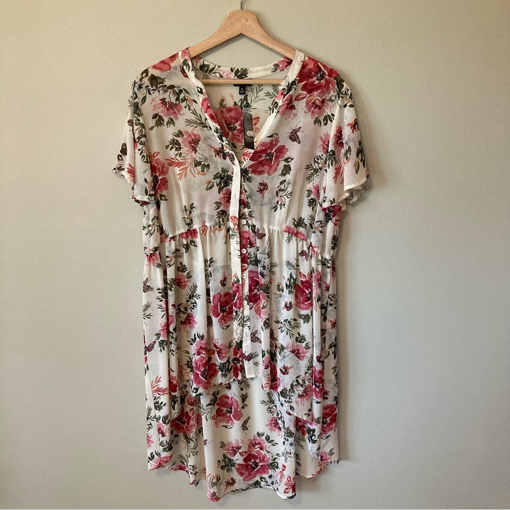 NWT Torrid Longline Button Front Blouse 0